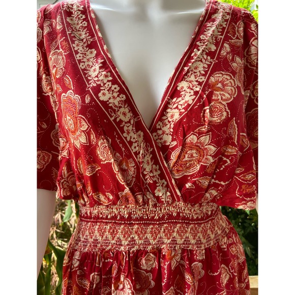 Angies Red Floral Printed Maxi Dress Bohemian Elegance for Spring* Size MED WD46 - Picture 9 of 14
